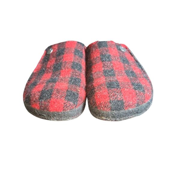 Birkenstock Zermatt Shearling Red & Black Plaid Wool Felt Slippers Size 37/L6 M4 - Picture 3 of 11